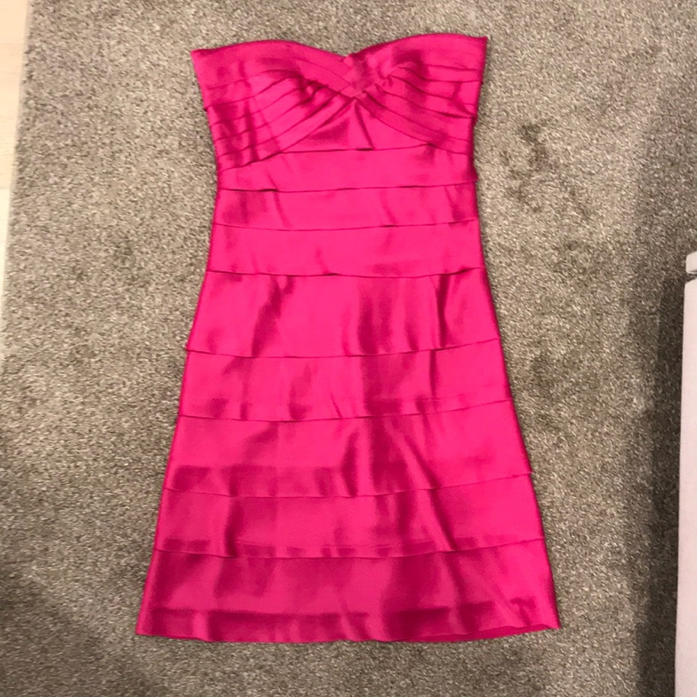 Small, pink, satin cocktail dress
